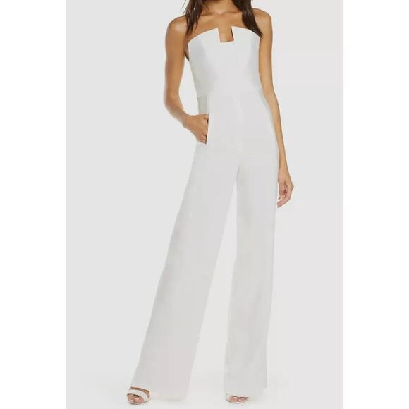 Black Halo Pants - Black Halo NWOT Women's Lena Color Block Strapless Jumpsuit White Size 10